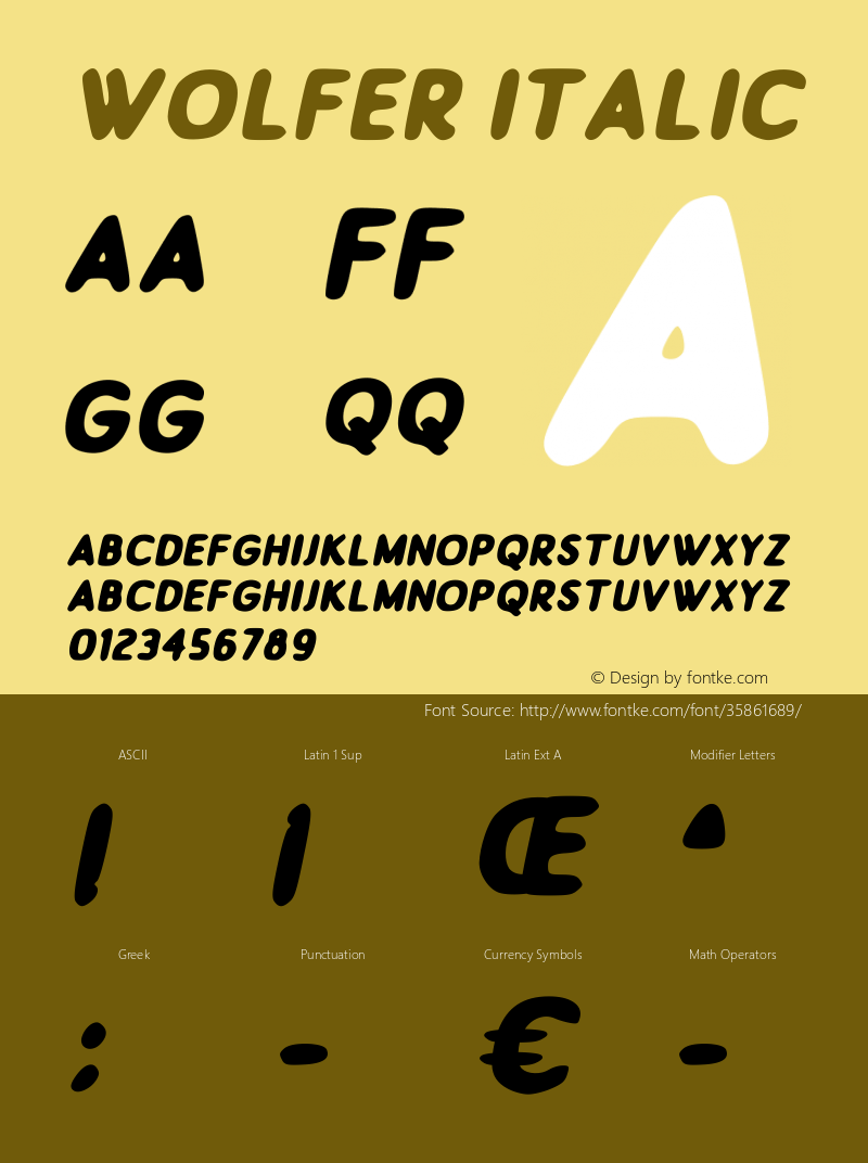 Wolfer Italic Version 1.00;July 31, 2019;FontCreator 11.5.0.2430 64-bit图片样张