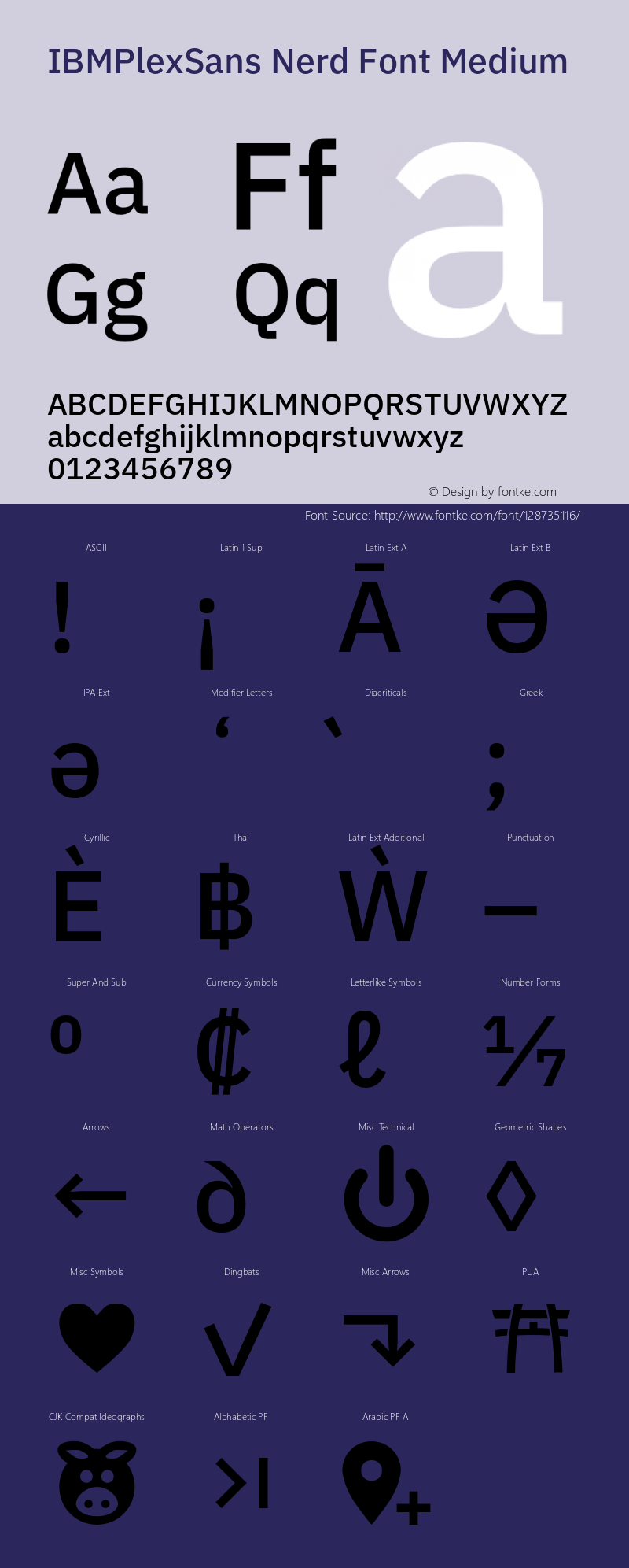 IBM Plex Sans Medium Nerd Font Complete Version 3.2图片样张