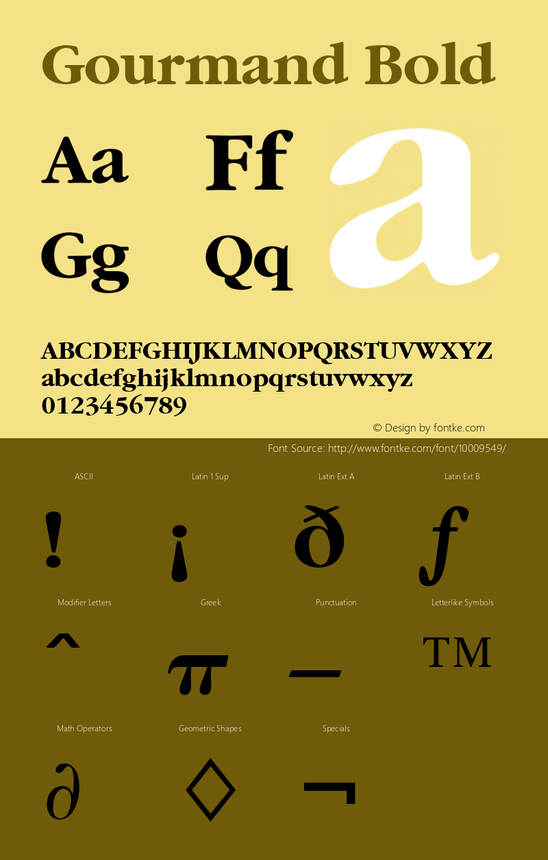 Gourmand Bold Font Version 2.6; Converter Version 1.10图片样张