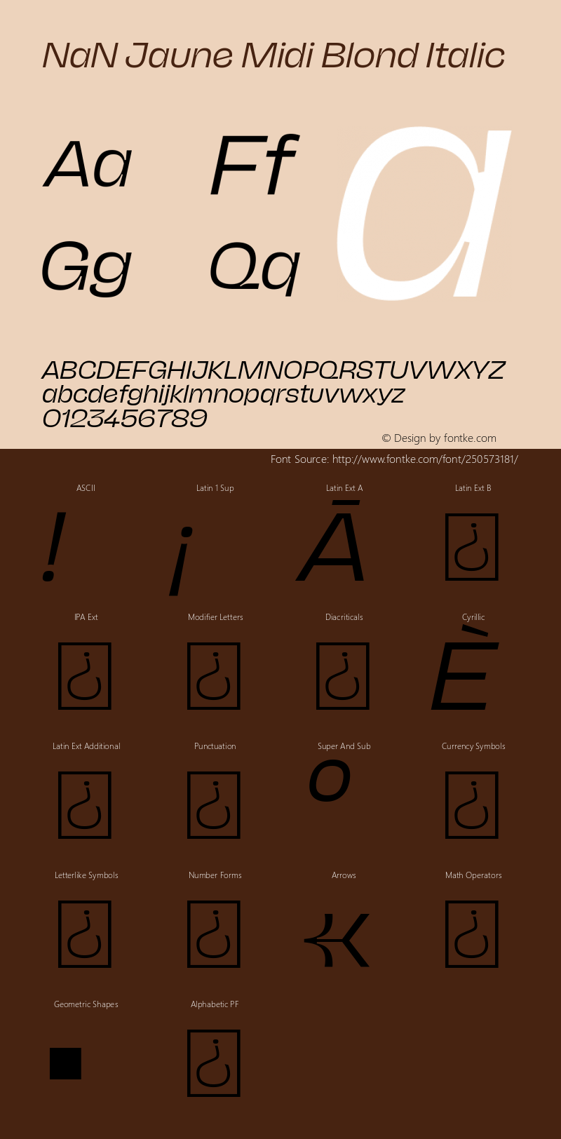 NaN Jaune Midi Blond Italic Version 1.002图片样张