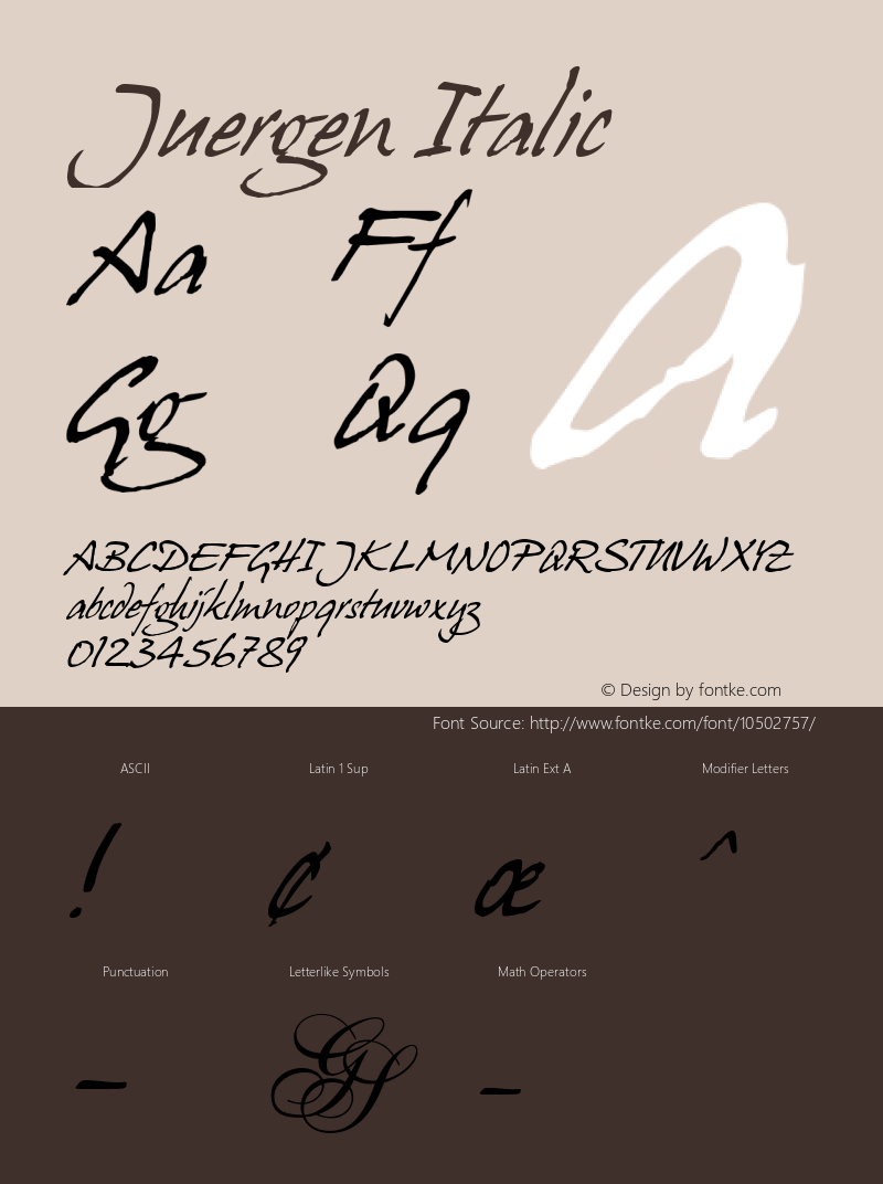 Juergen Italic Version 2.2; 1999图片样张