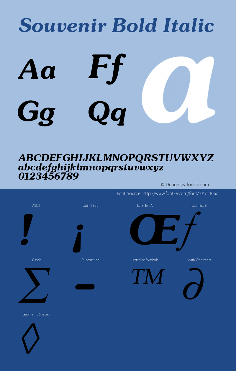 Souvenir Bold Italic Altsys Fontographer 3.5  11/25/92图片样张