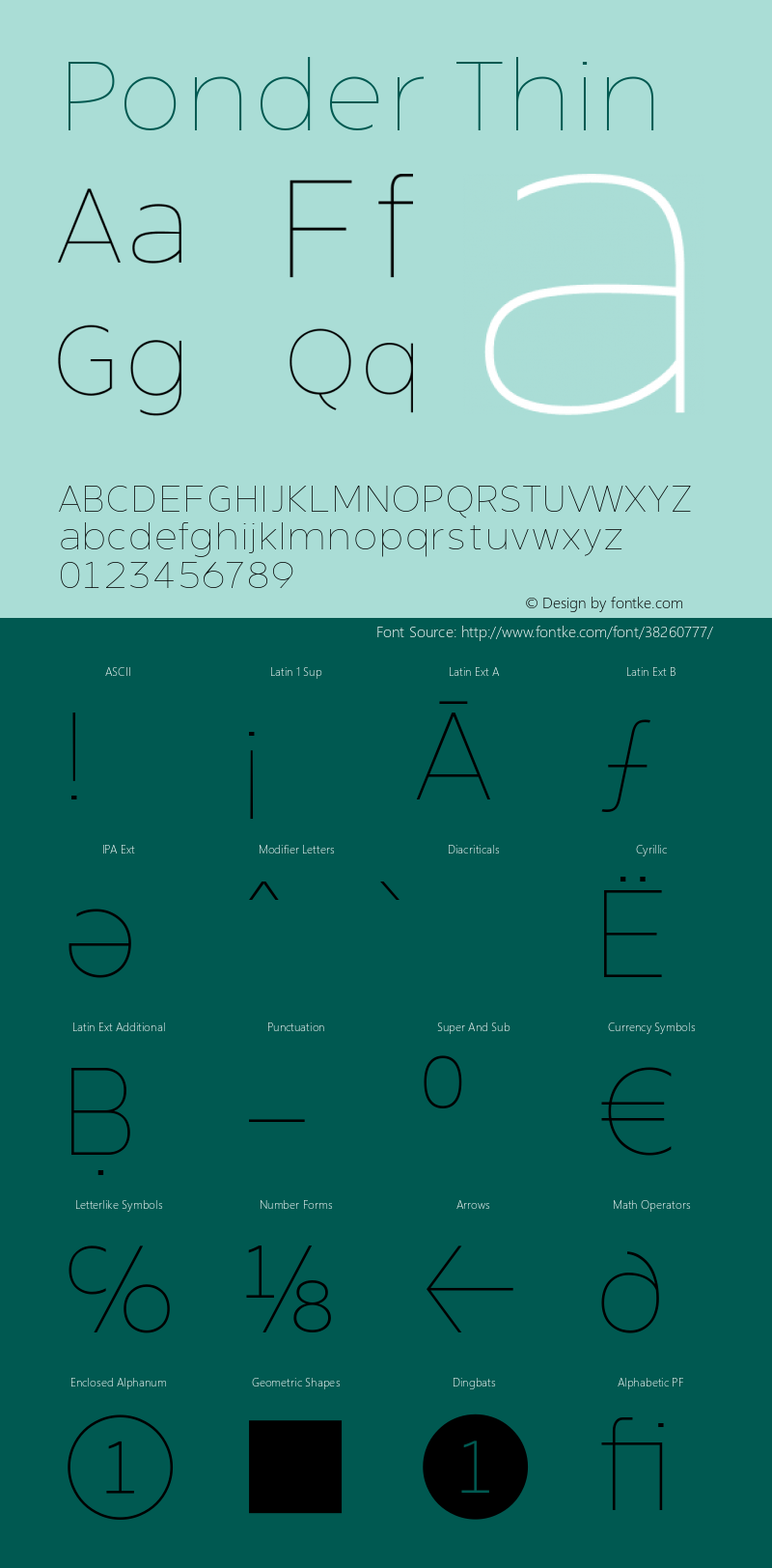 Ponder Thin Version 1.000;hotconv 1.0.109;makeotfexe 2.5.65596;YWFTv17图片样张