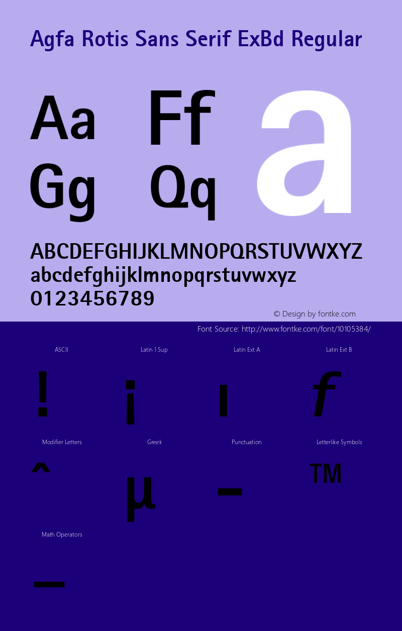 Agfa Rotis Sans Serif ExBd Regular Version 1.0 11/10/95图片样张