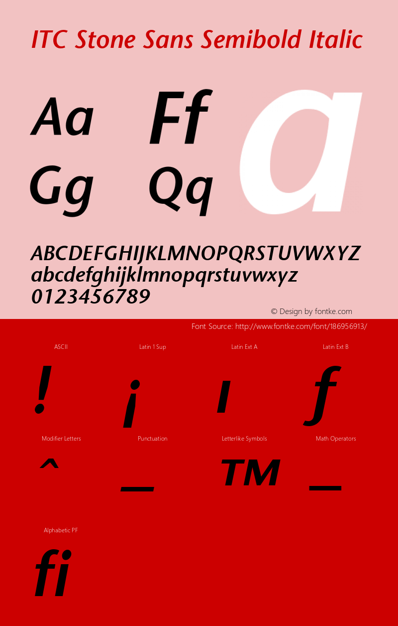 ITC Stone Sans Semibold Italic 001.002图片样张