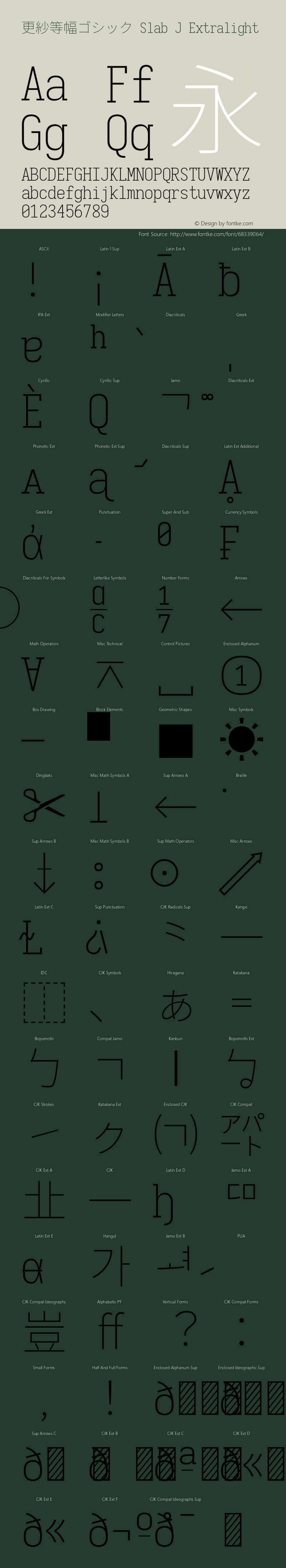 更紗等幅ゴシック Slab J Extralight 图片样张