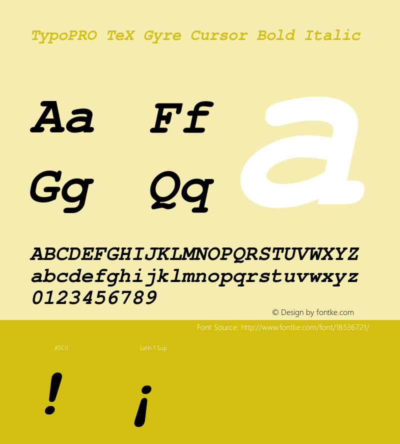 TypoPRO TeX Gyre Cursor Bold Italic Version 2.004;PS 2.004;hotconv 1.0.49;makeotf.lib2.0.14853图片样张