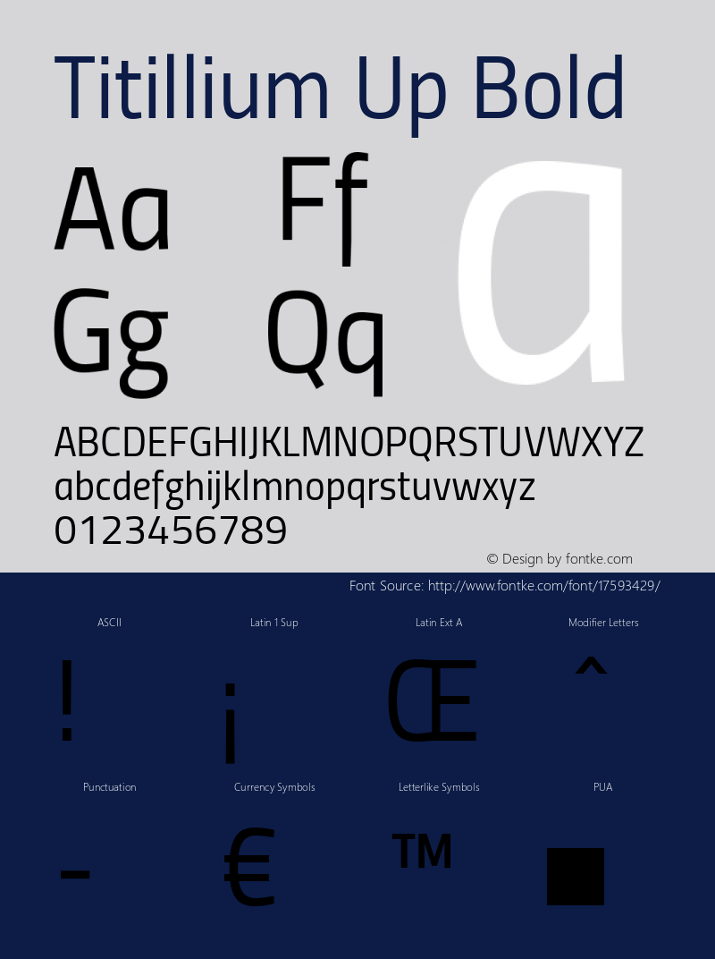 Titillium Up Bold Version 1.000;PS 57.000;hotconv 1.0.70;makeotf.lib2.5.55311图片样张