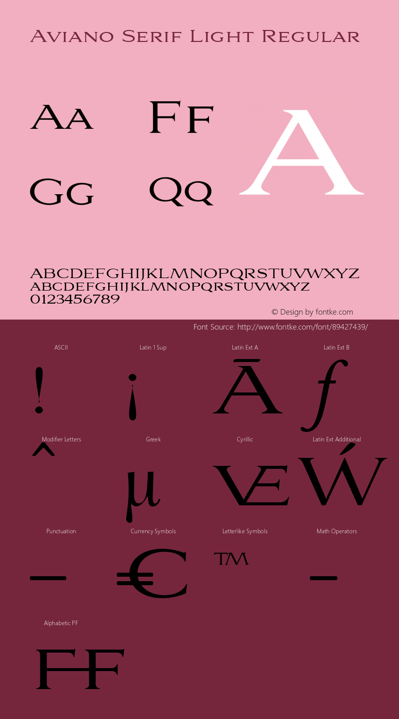 Aviano Serif W05 Light Version 1.000 2008 initial release图片样张