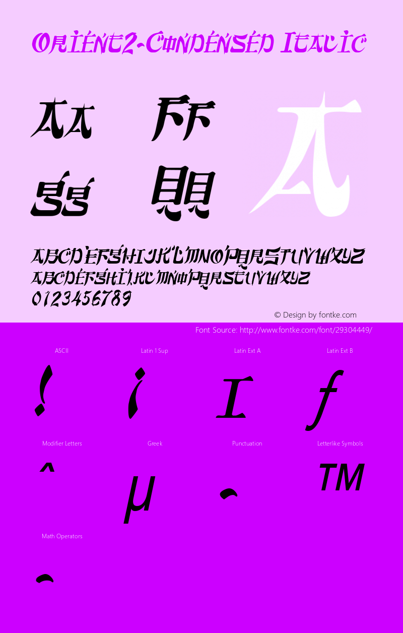 Orient2-Condensed Italic Macromedia Fontographer 4.1 9/20/96图片样张