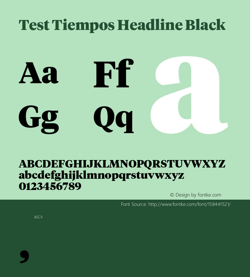 Test Tiempos Headline Black Version 1.008;hotconv 1.0.116;makeotfexe 2.5.65601图片样张