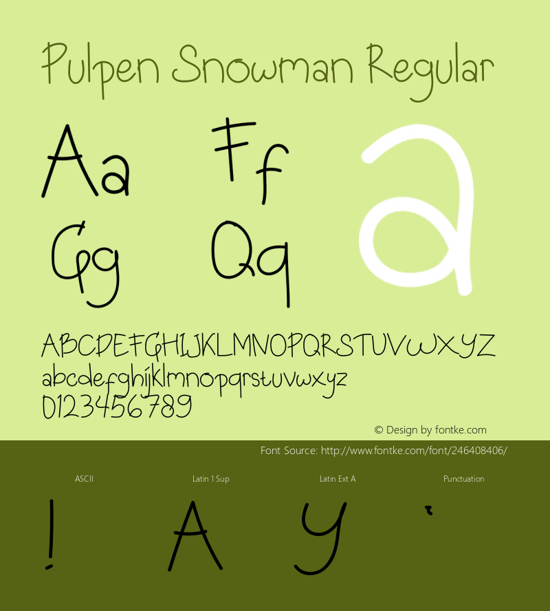 Pulpen Snowman Version 1.005;Fontself Maker 3.5.7图片样张