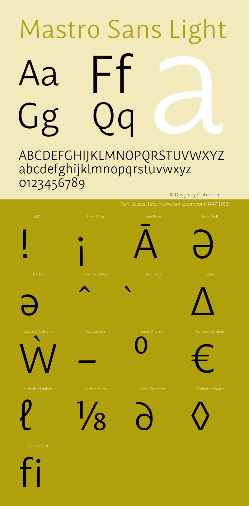 Mastro Sans Light Version 1.000;PS 001.000;hotconv 1.0.88;makeotf.lib2.5.64775图片样张