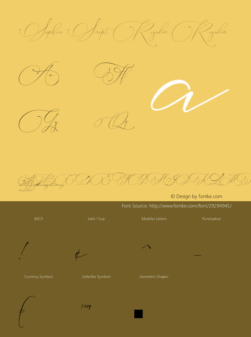 Sophia Script Regular Sophia Sc Version 1.000;PS 001.000;hotconv 1.0.88;makeotf.lib2.5.64775图片样张