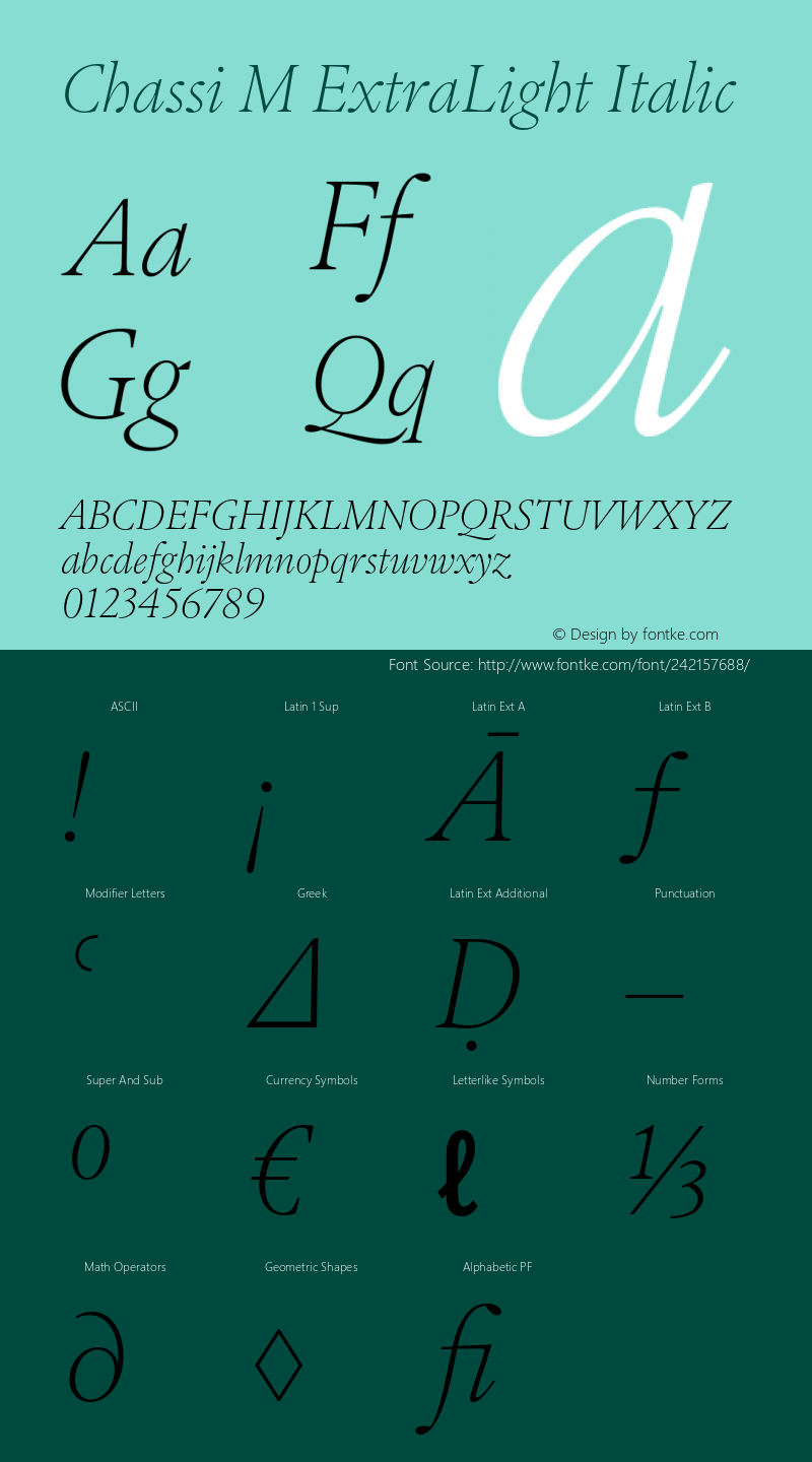 Chassi M ExtraLight Italic Version 1.003图片样张