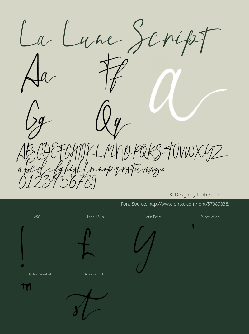 La Lune Script Version 1.002;Fontself Maker 3.3.0图片样张