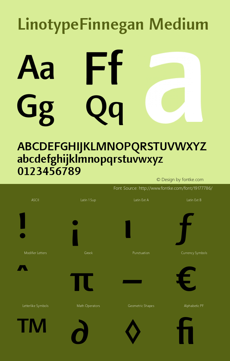 LinotypeFinnegan-Medium Version 005.000图片样张