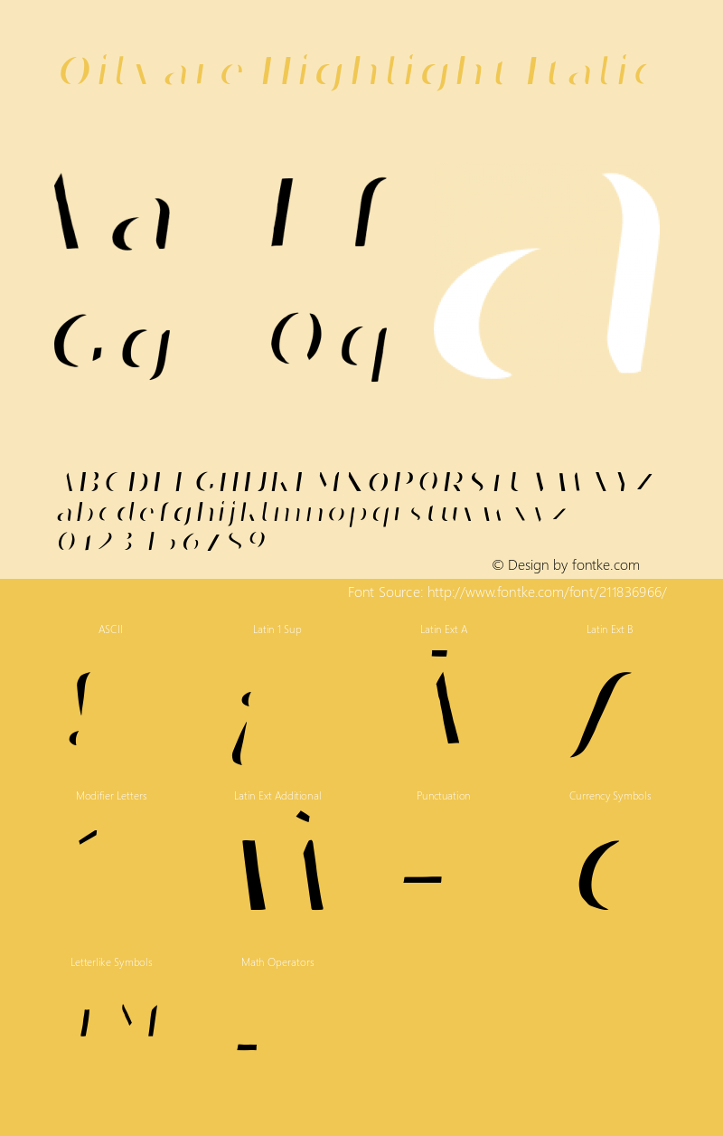 Oilvare Highlight Italic Version 1.000;PS 001.000;hotconv 1.0.70;makeotf.lib2.5.58329图片样张