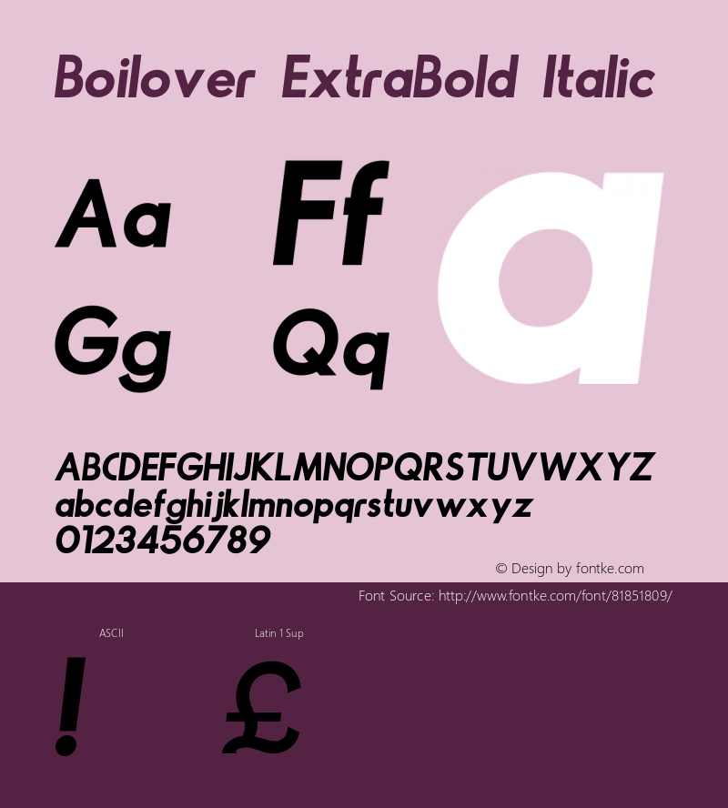 Boilover ExtraBold Italic Version 1.000; ttfautohint (v1.8.3.10-c5d8)图片样张