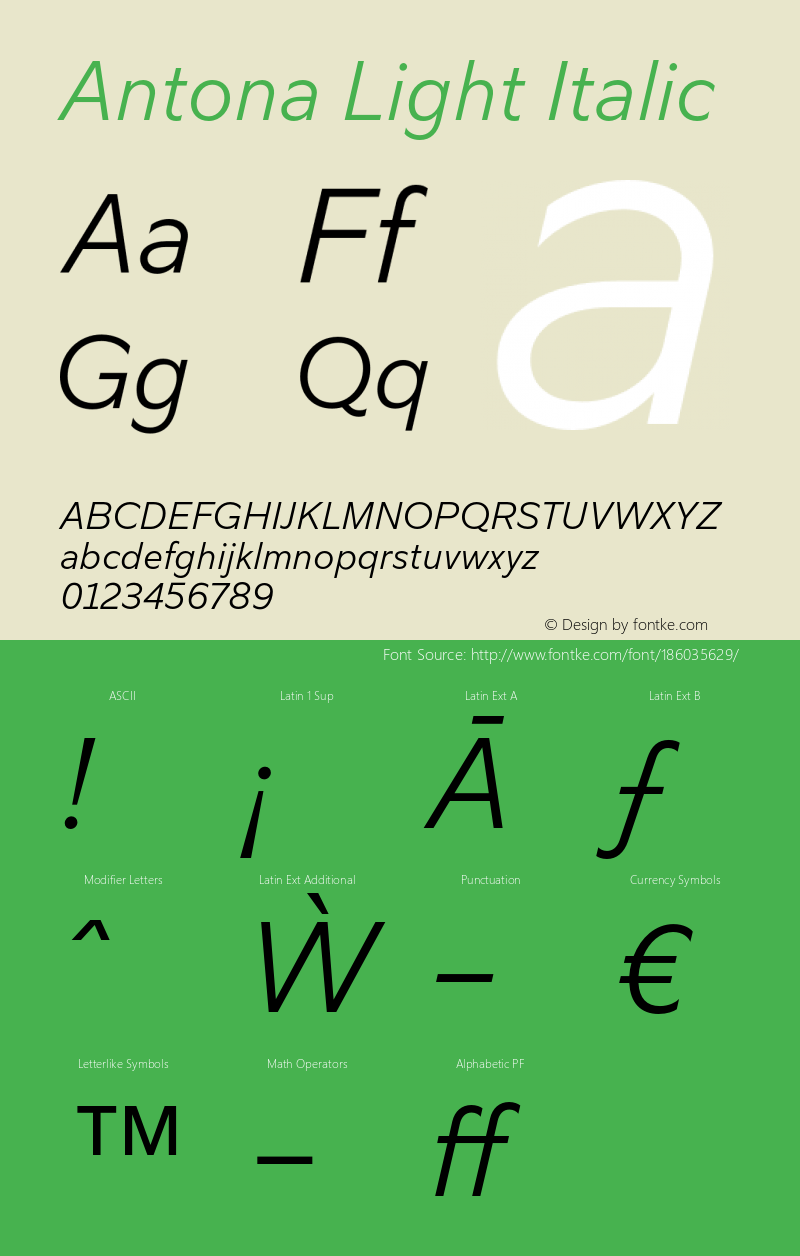 Antona-LightItalic Version 1.070图片样张