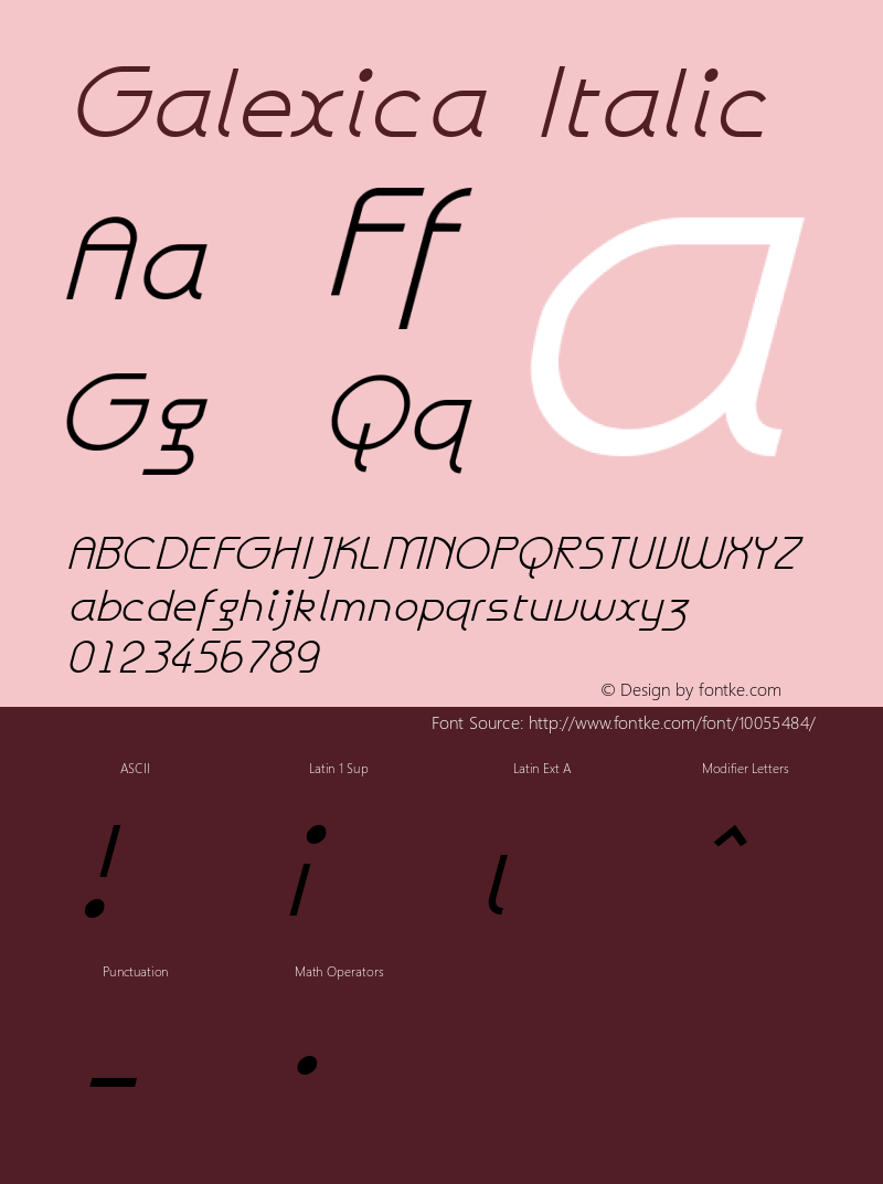 Galexica Italic Altsys Fontographer 3.5  9/25/92图片样张