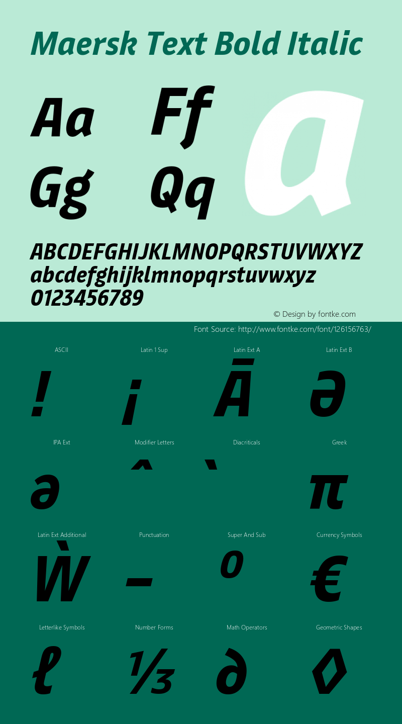 Maersk Text Bold Italic Version 1.000图片样张