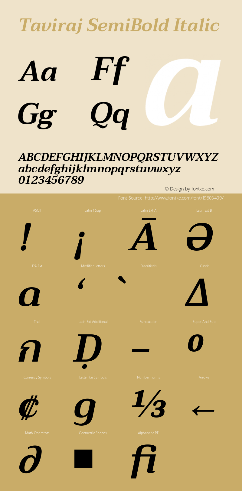 Taviraj SemiBold Italic Version 1.000图片样张