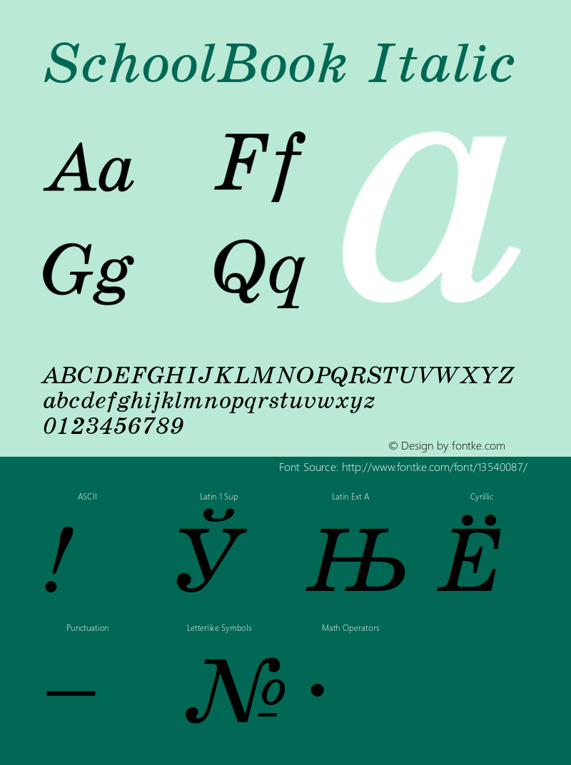 SchoolBook Italic Converted from t:\SHI_____.TF1 by ALLTYPE图片样张