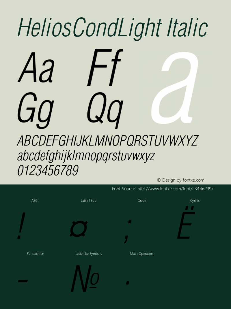 HeliosCondLight Italic Version 4.100;PS 001.001;hotconv 1.0.38图片样张