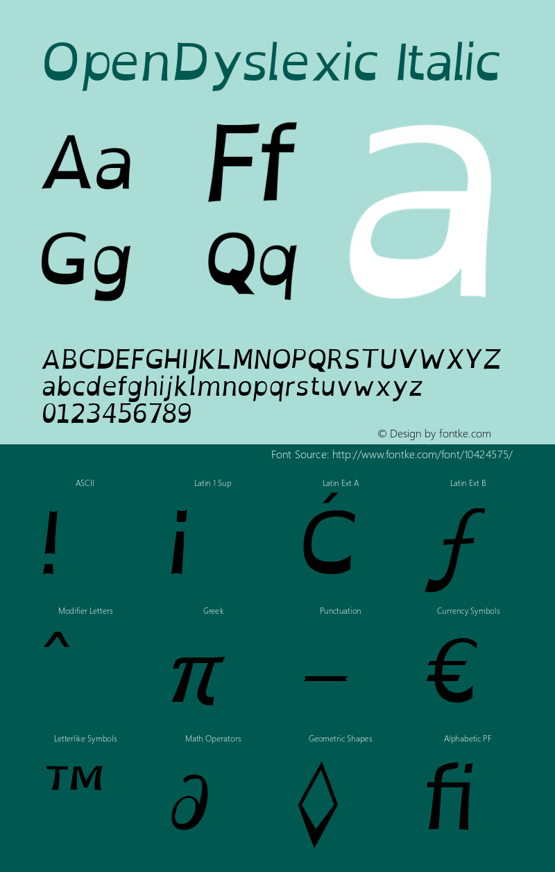 OpenDyslexic Italic Version 0.006 2011图片样张