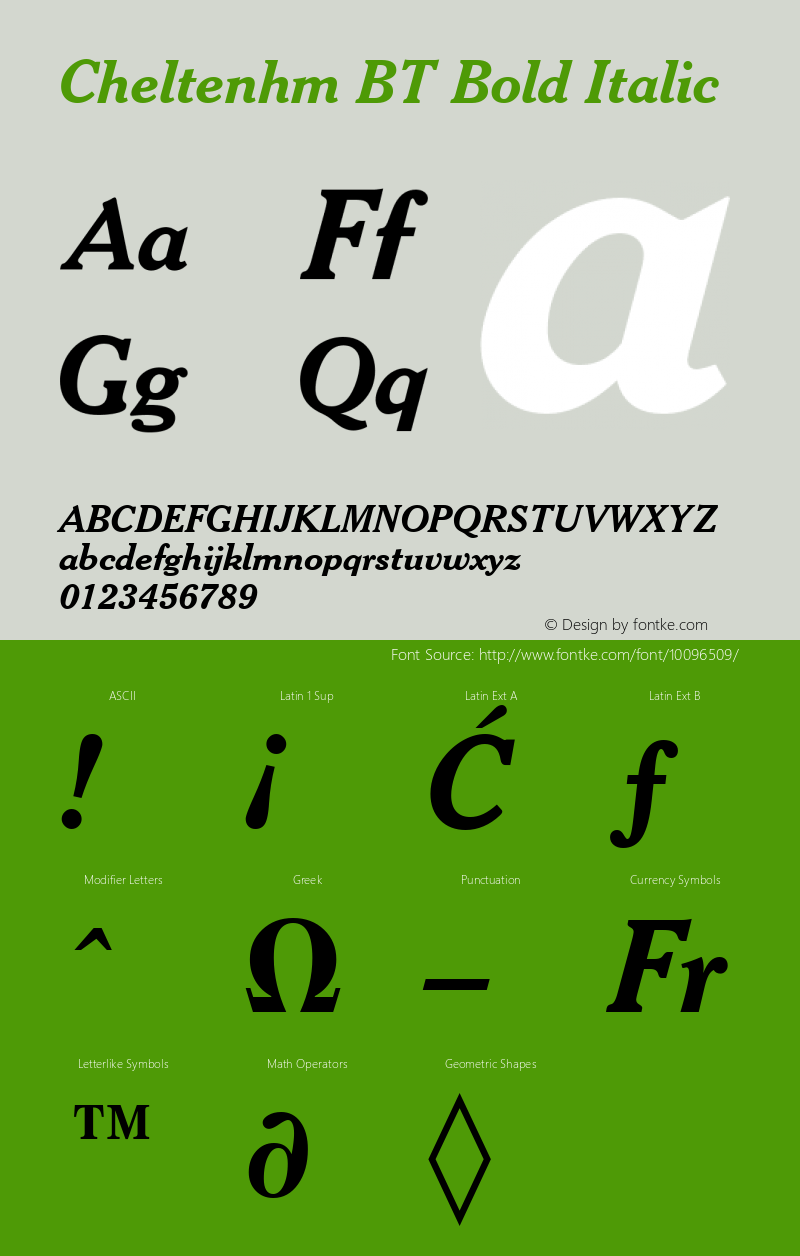 Cheltenhm BT Bold Italic Version 2.001 mfgpctt 4.4图片样张