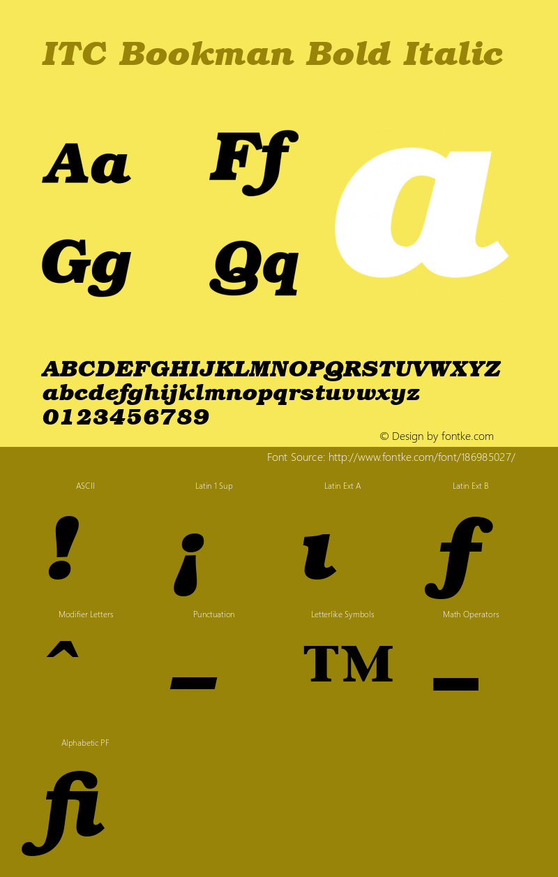 ITC Bookman Bold Italic 001.000图片样张