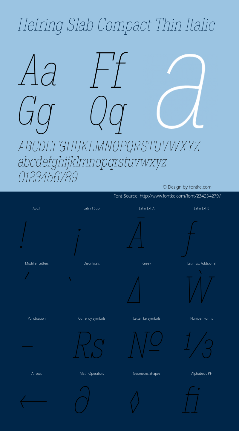 Hefring Slab Compact Thin Italic Version 001.000 October 2018图片样张