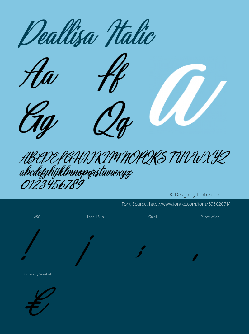 Deallisa Italic Version 1.00;June 4, 2020;FontCreator 12.0.0.2563 64-bit图片样张