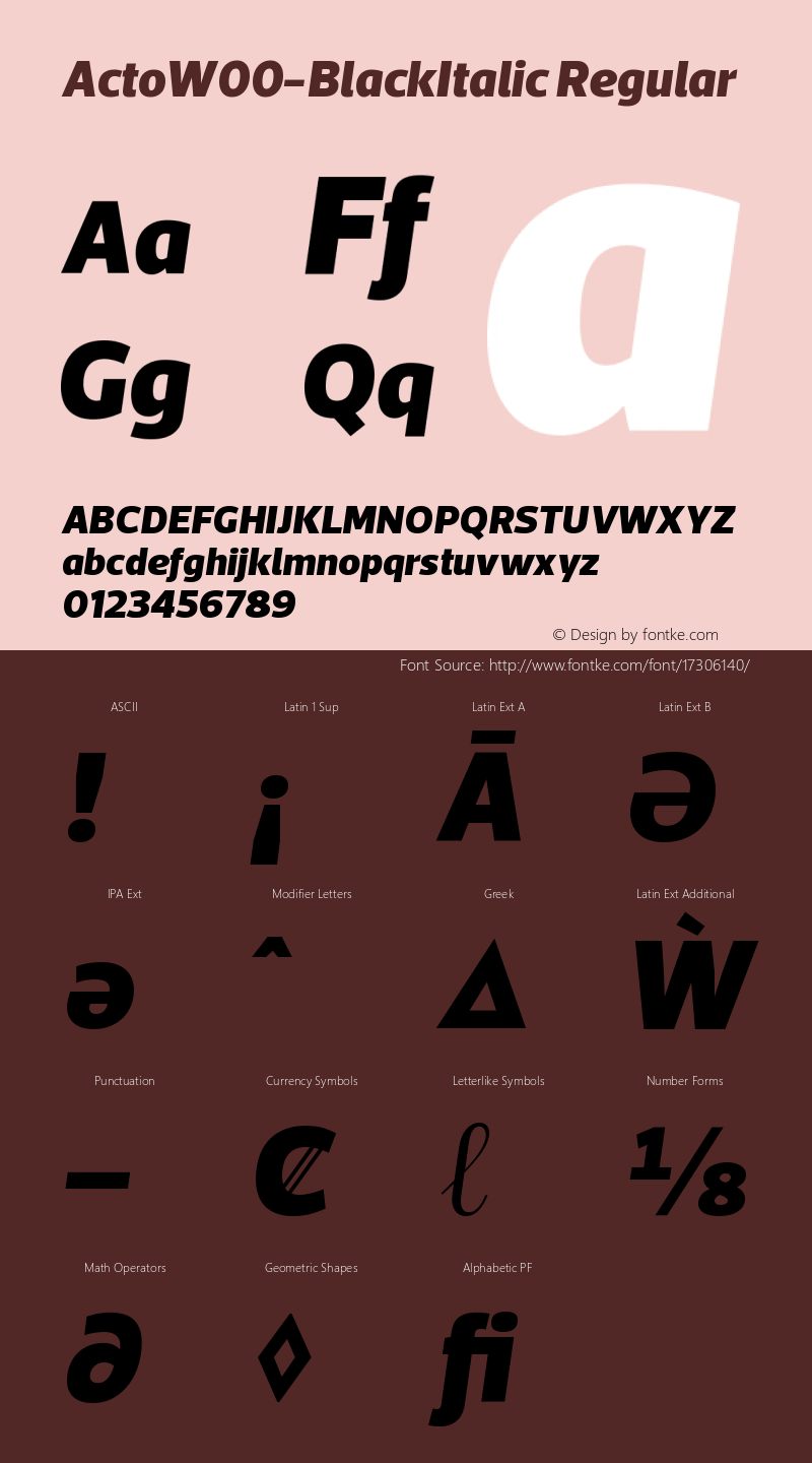 ActoW00-BlackItalic Regular Version 1.10图片样张