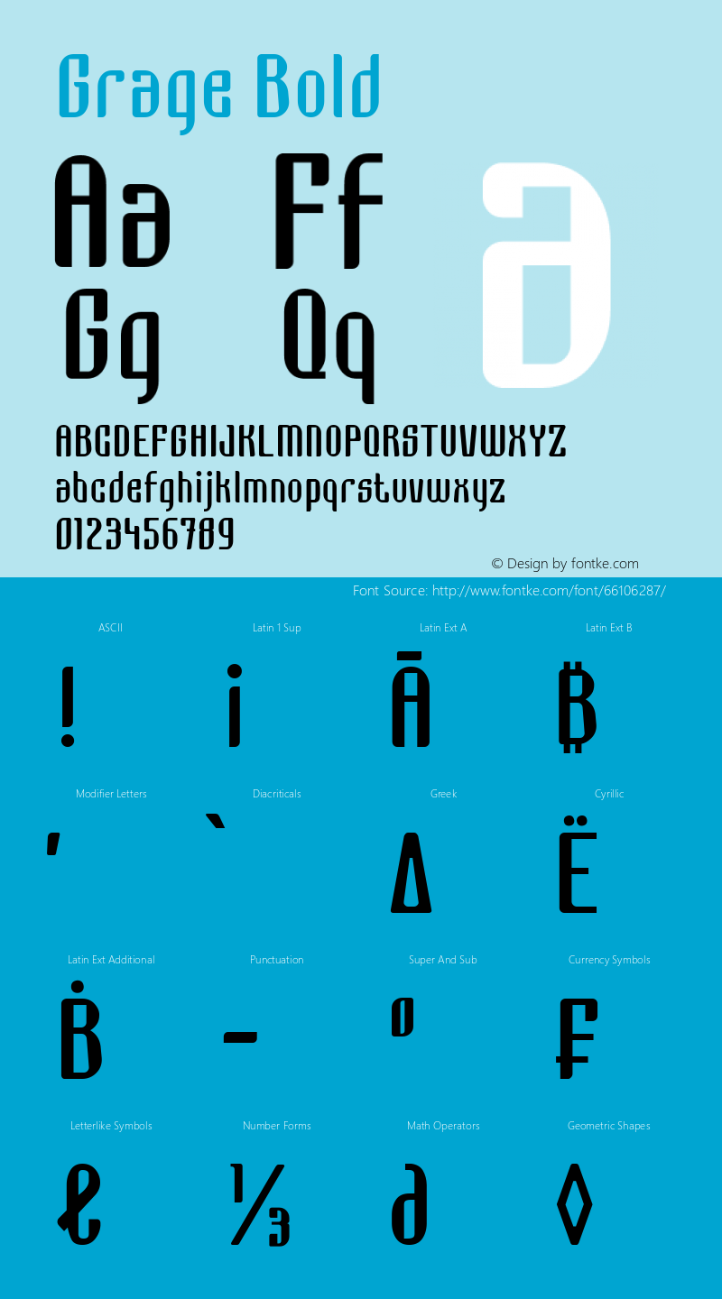 Grage Bold Version 1.00;May 2, 2020;FontCreator 11.5.0.2430 64-bit图片样张