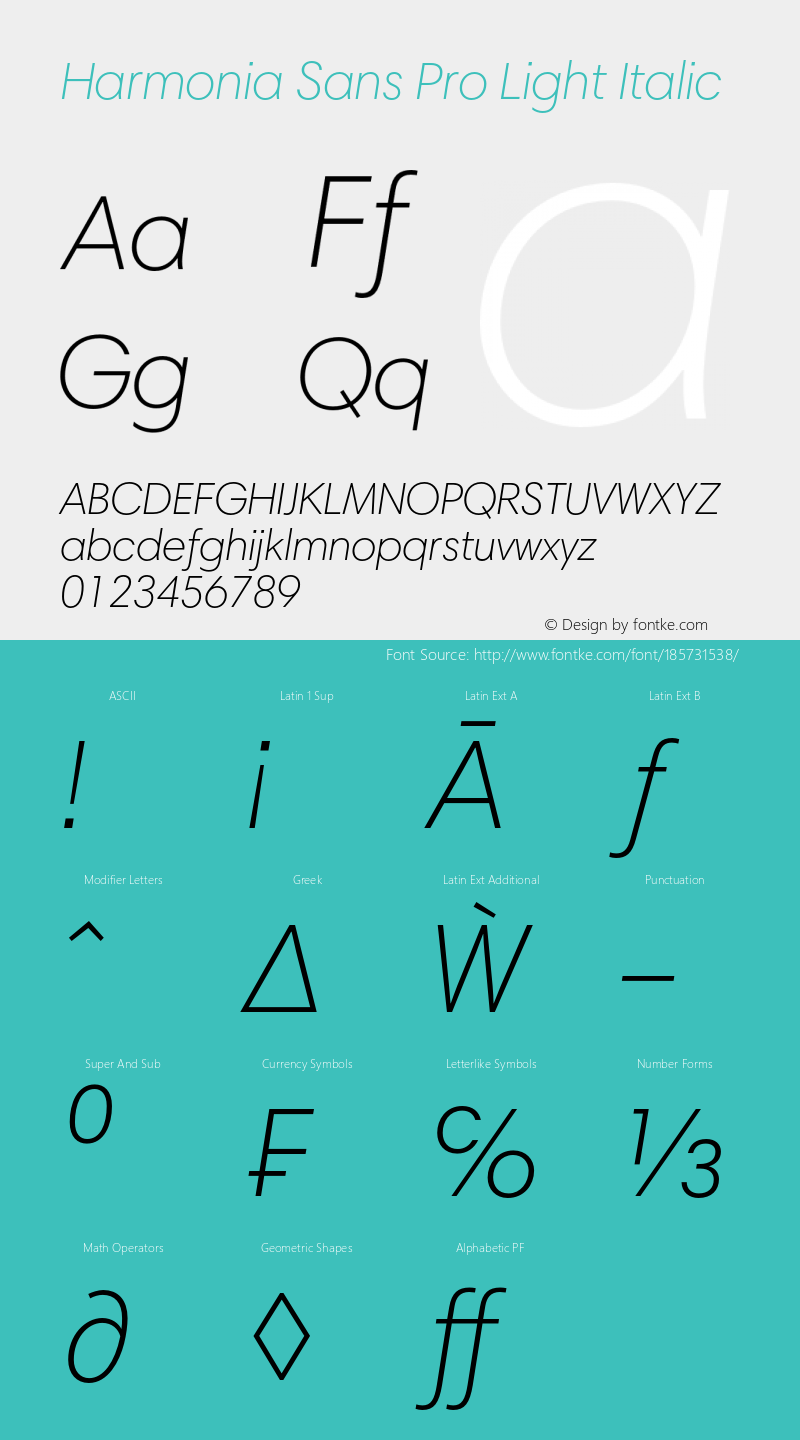 HarmoniaSansPro-LightItalic Version 1.000图片样张