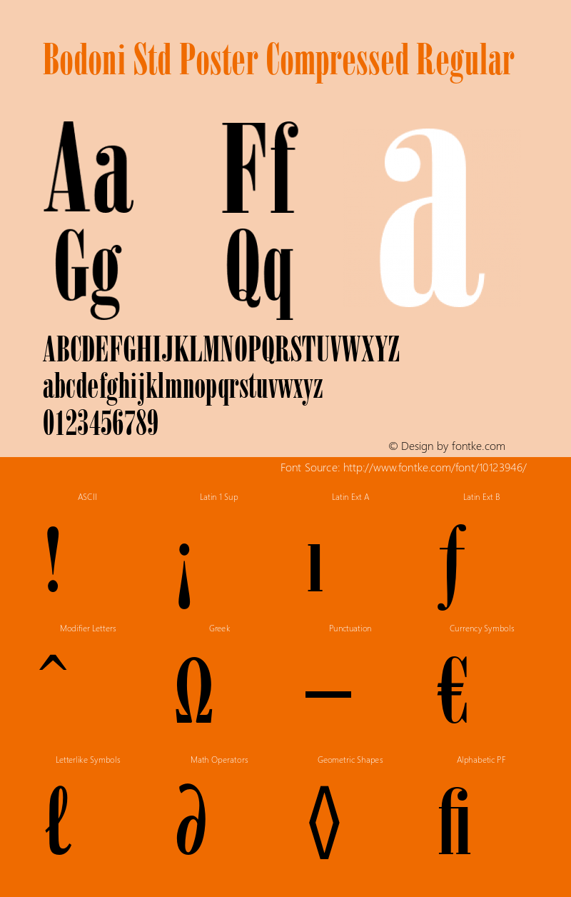 Bodoni Std Poster Compressed Regular OTF 1.022;PS 001.002;Core 1.0.31;makeotf.lib1.4.1585图片样张