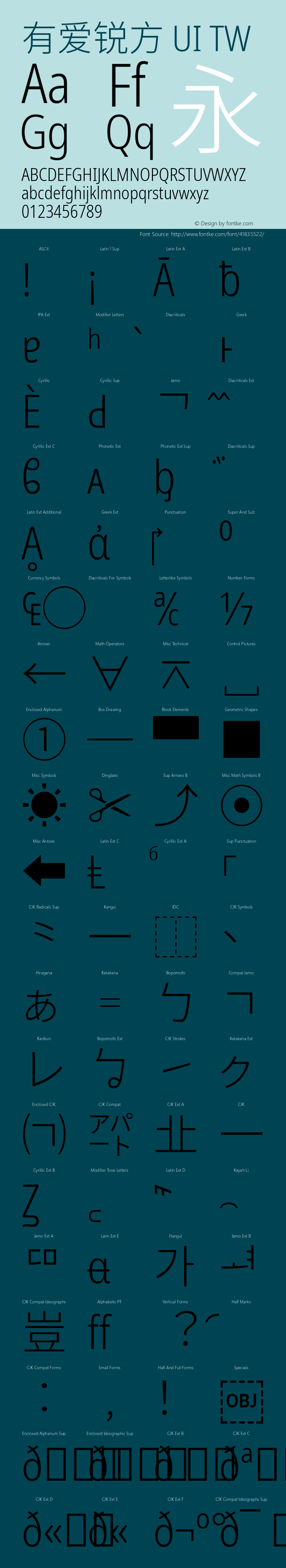 有爱锐方 UI TW Condensed Light 图片样张