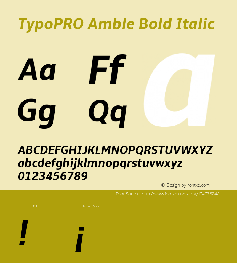 TypoPRO Amble Bold Italic Version 1.00000; 2009图片样张