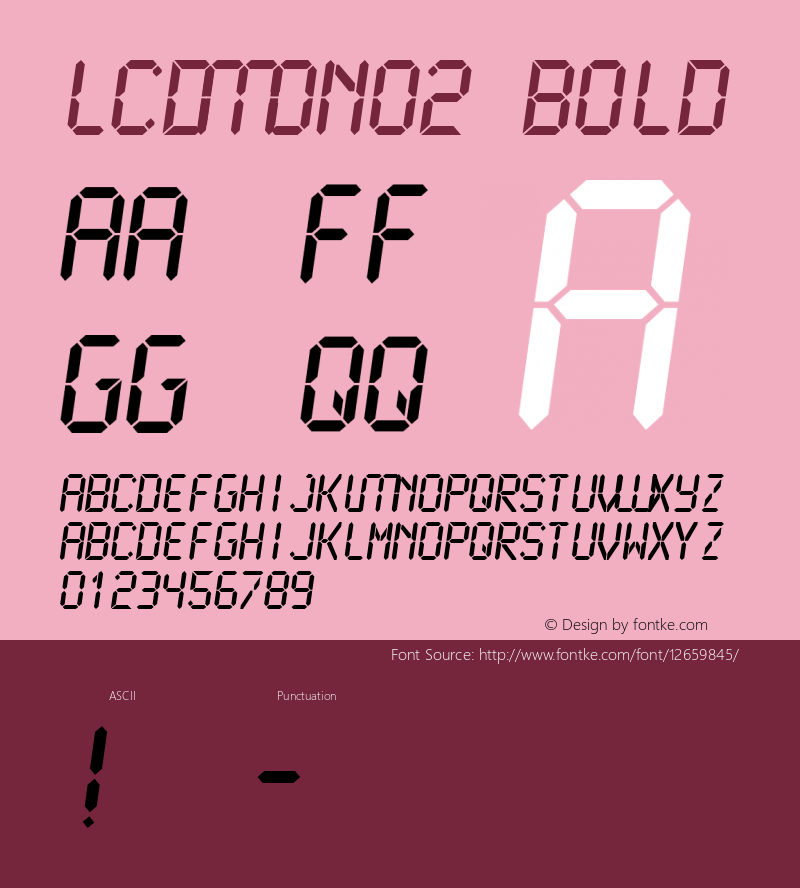 LCDMono2 Bold Altsys Fontographer 4.0.4 1999/10/30图片样张