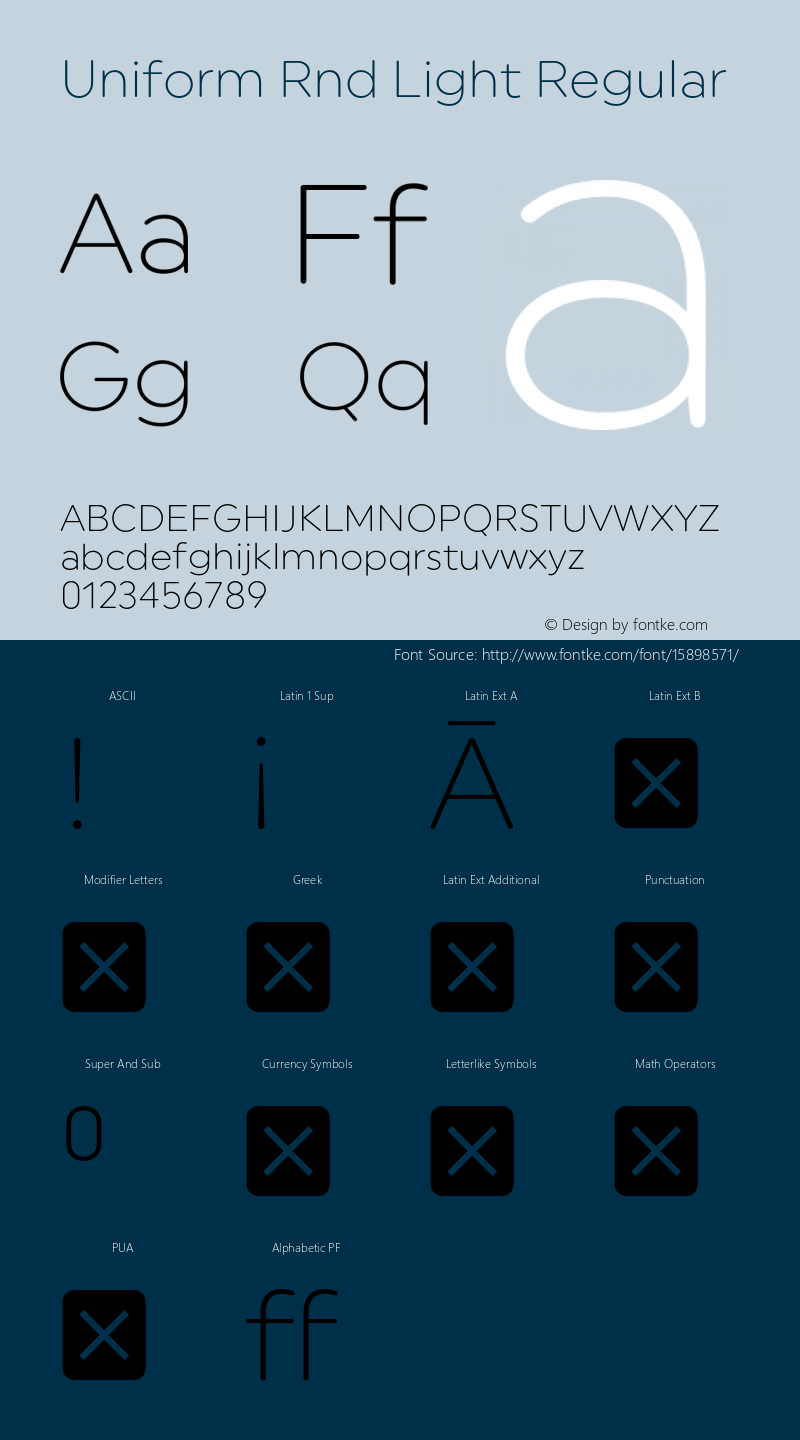 Uniform Rnd Light Regular Version 1.000;PS 001.000;hotconv 1.0.88;makeotf.lib2.5.64775图片样张