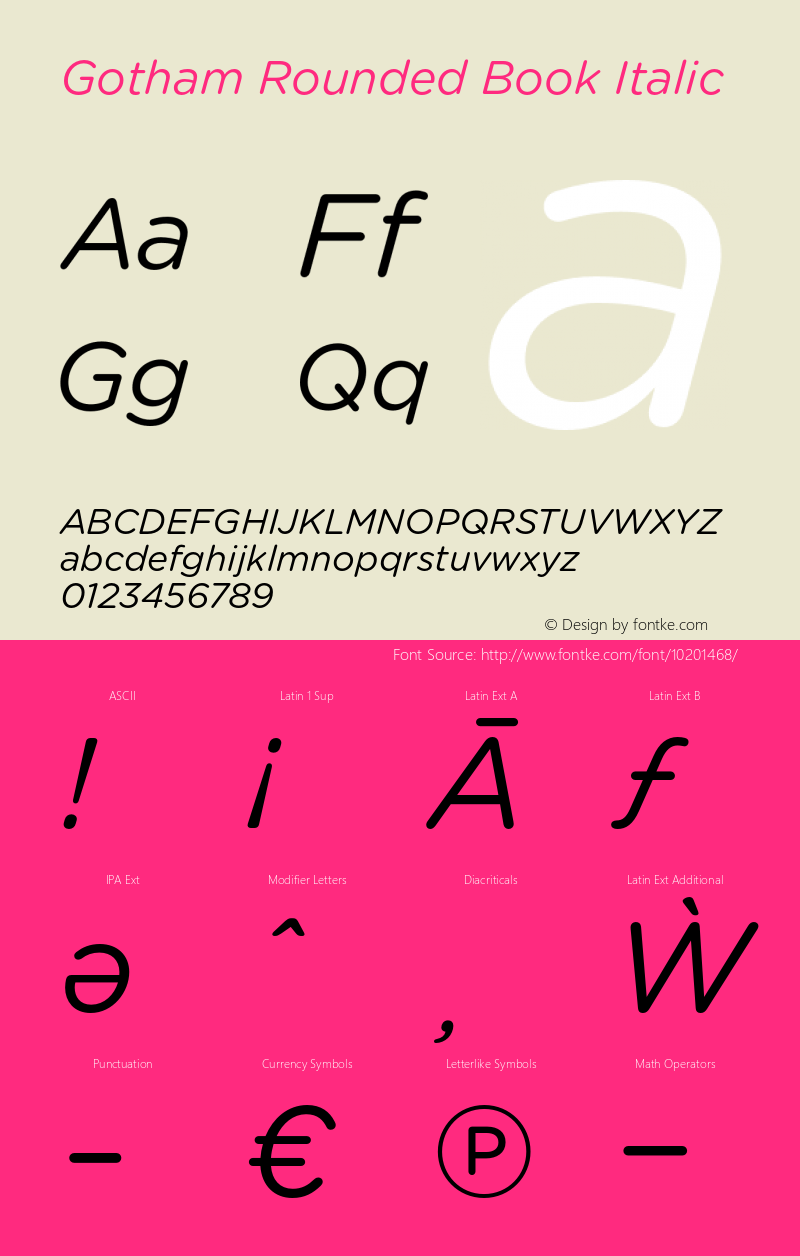 Gotham Rounded Book Italic Version 1.002图片样张