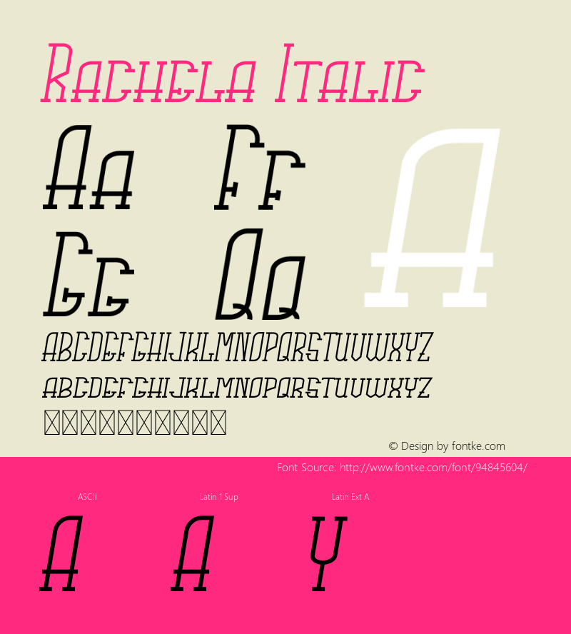 Rachela Italic Version 1.001;Fontself Maker 3.5.4图片样张