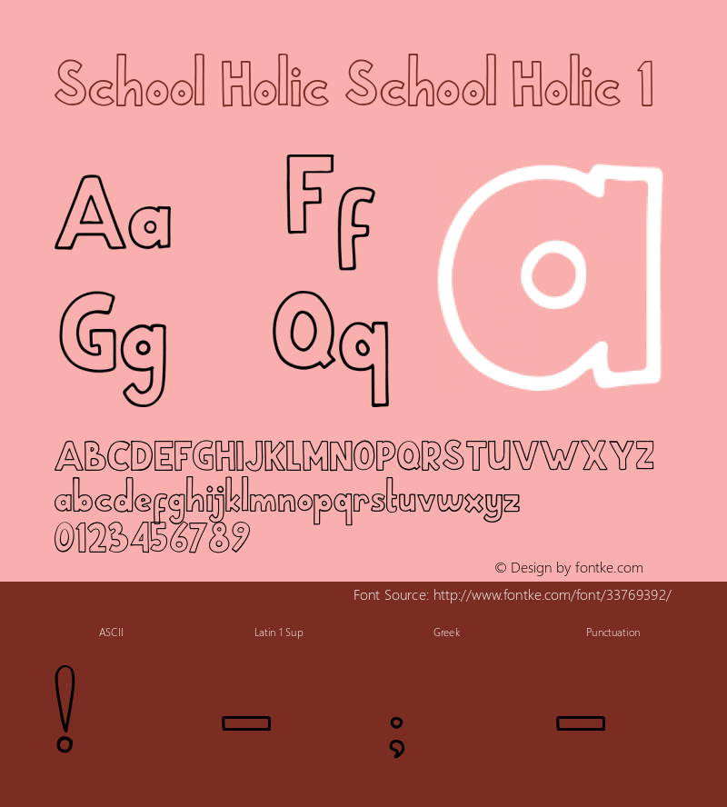 School Holic 1 School Holic 1 Version 1.00;July 13, 2019;FontCreator 11.5.0.2427 64-bit图片样张
