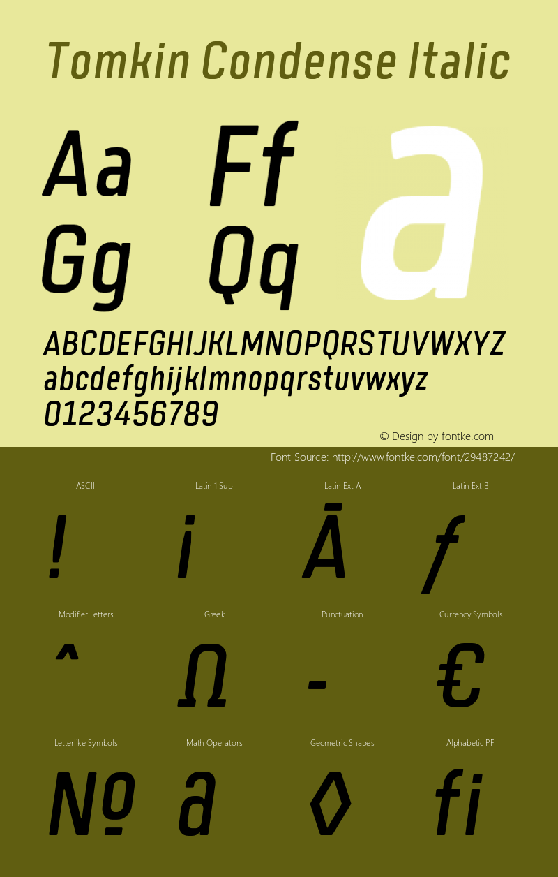 TomkinCondense-Italic Version 1.000;YWFTv17图片样张