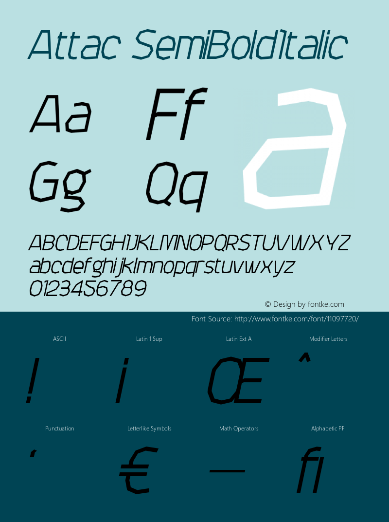 Attac SemiBoldItalic Version 001.000图片样张