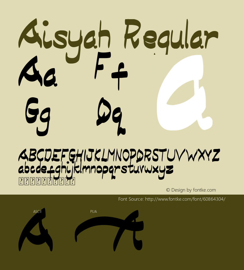 Aisyah Version 1.00;April 10, 2020;FontCreator 12.0.0.2525 64-bit图片样张