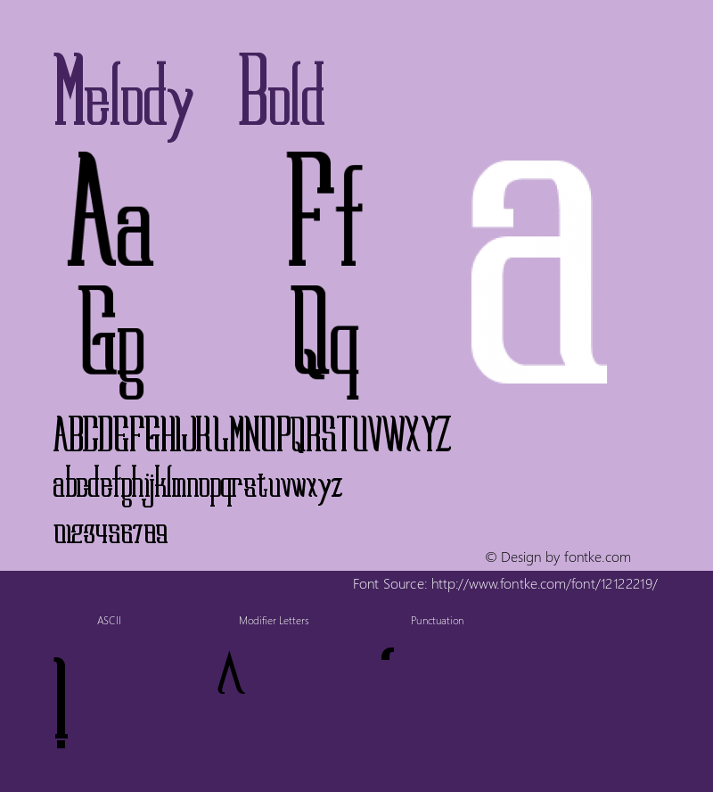 Melody Bold Version 1.00 May 12, 2014, initial release图片样张