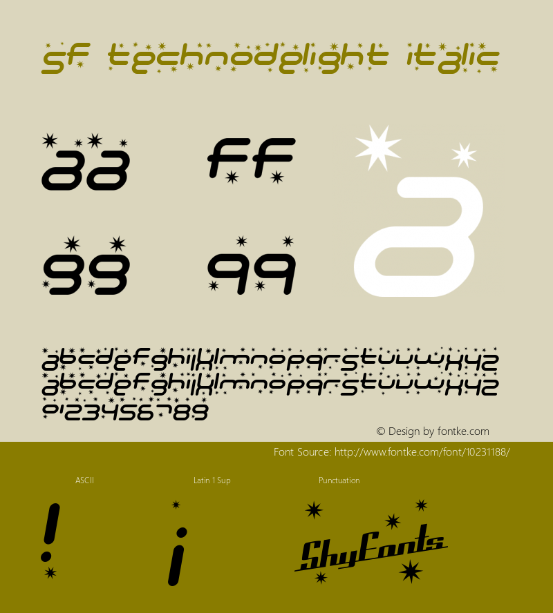 SF Technodelight Italic 1.0图片样张